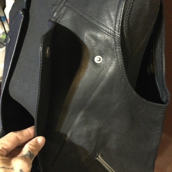 ASOS black wool/leather 2 in 1 coat size small - Picture 6 of 16